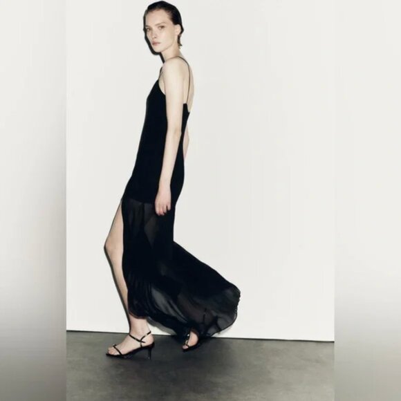 Zara ZW Collection Long Contrast Dress S - Picture 3 of 11